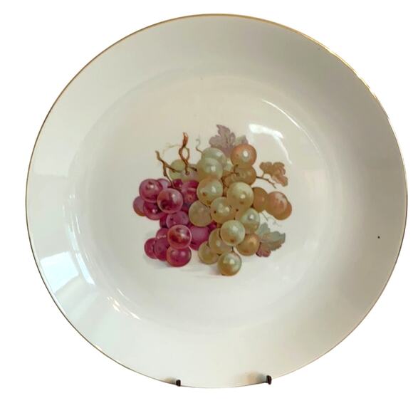 Vintage Germany cabinet shelf fruit plate platter white & grapes display serving - Picture 1 of 7